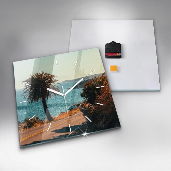 Wanduhr quadratisch Palmen in Malibu