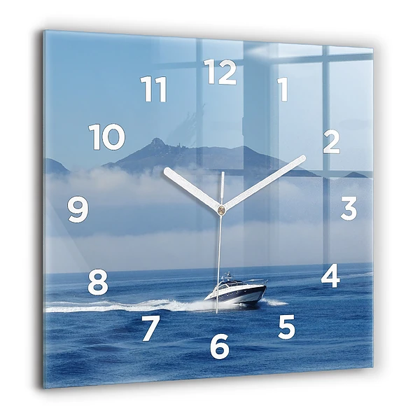 Wanduhr quadratisch Schwimmendes Boot auf dem Meer