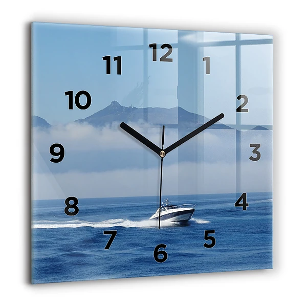 Wanduhr quadratisch Schwimmendes Boot auf dem Meer