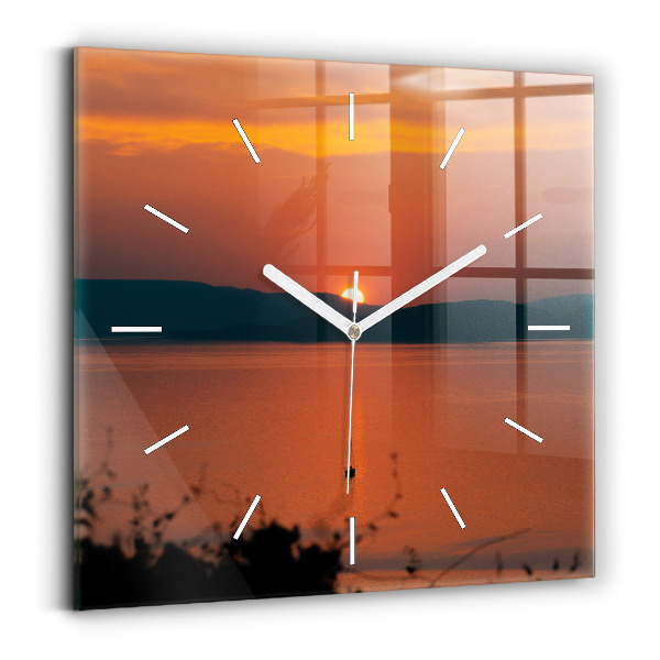 Wanduhr quadratisch Balaton am Abend