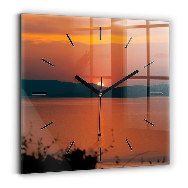 Wanduhr quadratisch Balaton am Abend