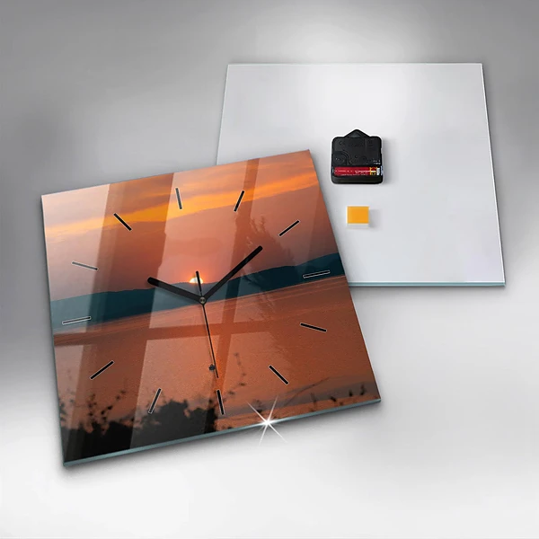 Wanduhr quadratisch Balaton am Abend