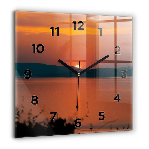 Wanduhr quadratisch Balaton am Abend