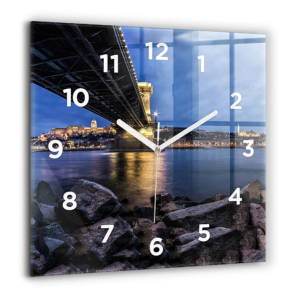 Wanduhr quadratisch mit motiv Felsenufer unter der Brücke