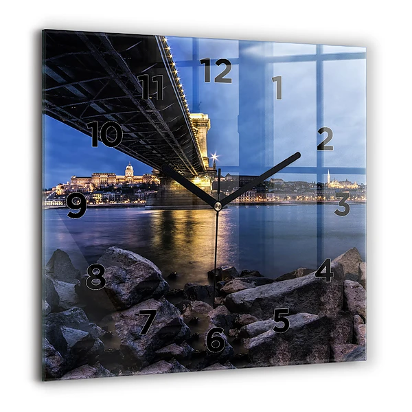 Wanduhr quadratisch mit motiv Felsenufer unter der Brücke