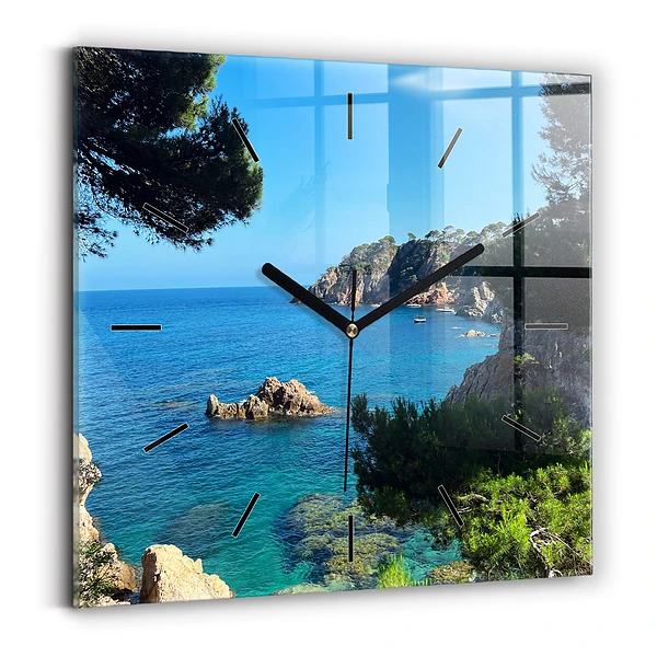 Wanduhr quadratisch mit motiv Costa Brava
