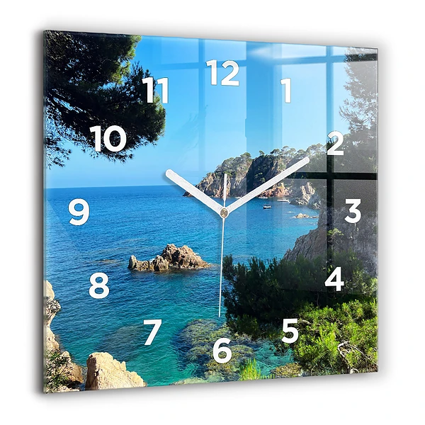 Wanduhr quadratisch mit motiv Costa Brava