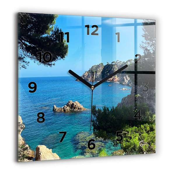 Wanduhr quadratisch mit motiv Costa Brava