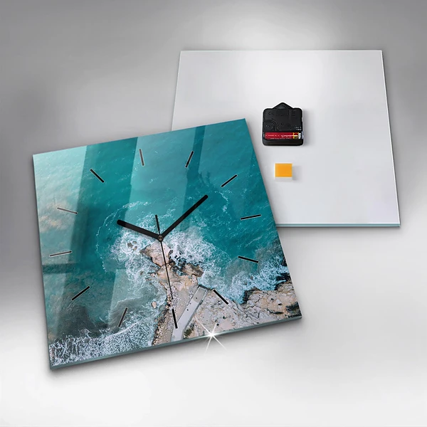 Wanduhr quadratisch mit motiv Fjorde an der Costa Blanca