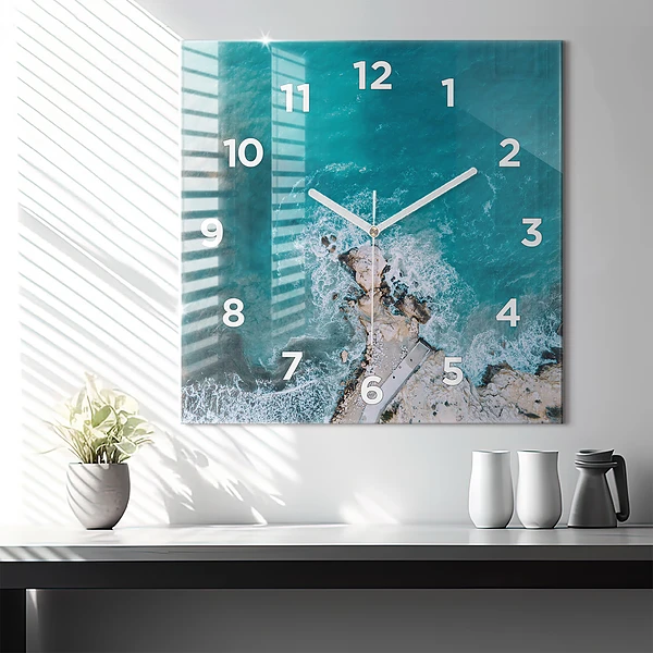 Wanduhr quadratisch mit motiv Fjorde an der Costa Blanca