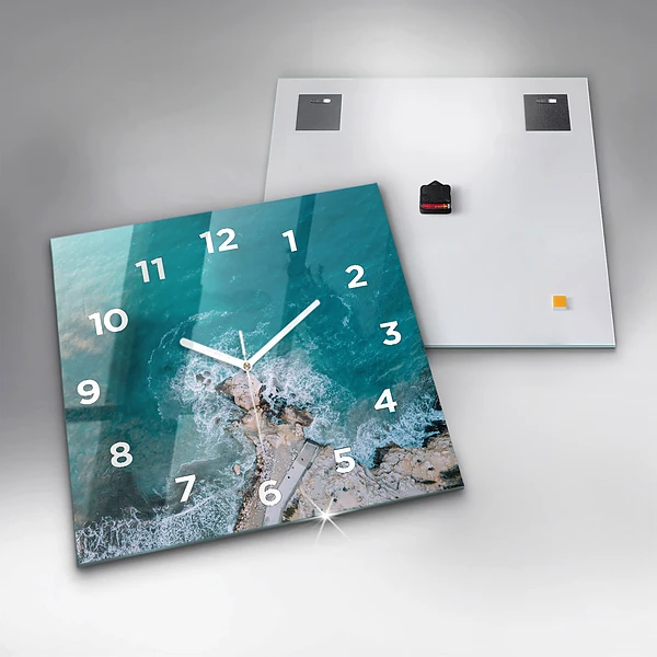 Wanduhr quadratisch mit motiv Fjorde an der Costa Blanca