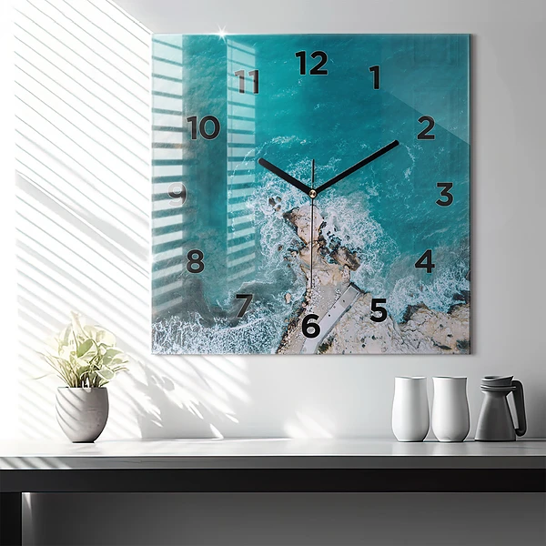 Wanduhr quadratisch mit motiv Fjorde an der Costa Blanca