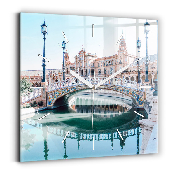 Wanduhr modern quadratisch Spanischer Platz in Sevilla