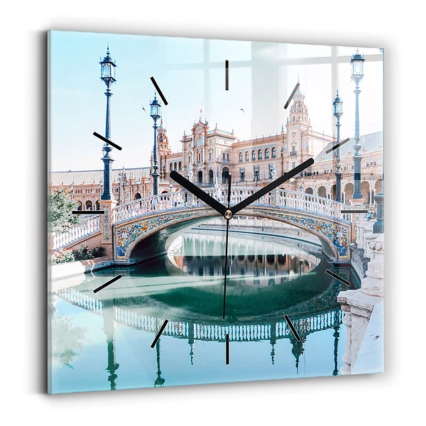 Wanduhr modern quadratisch Spanischer Platz in Sevilla