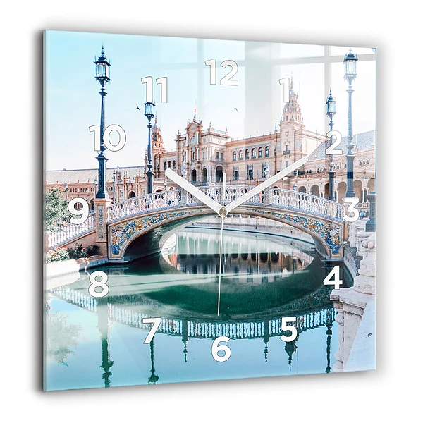 Wanduhr modern quadratisch Spanischer Platz in Sevilla