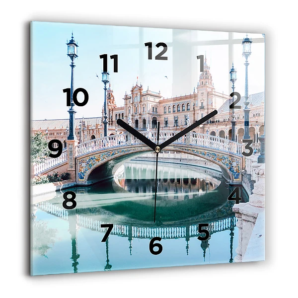 Wanduhr modern quadratisch Spanischer Platz in Sevilla