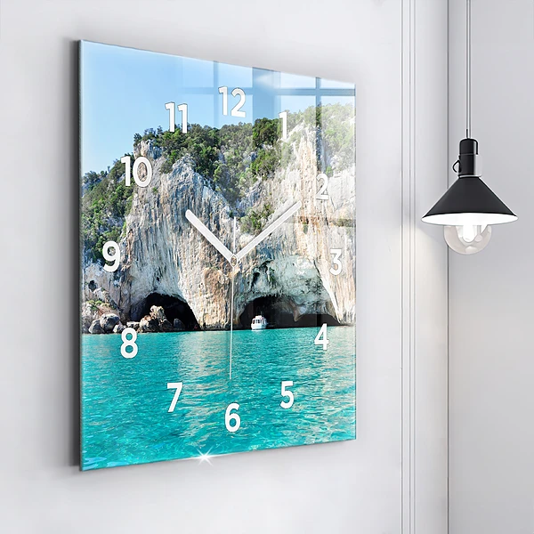 Wanduhr quadratisch Unterwasser-Höhle