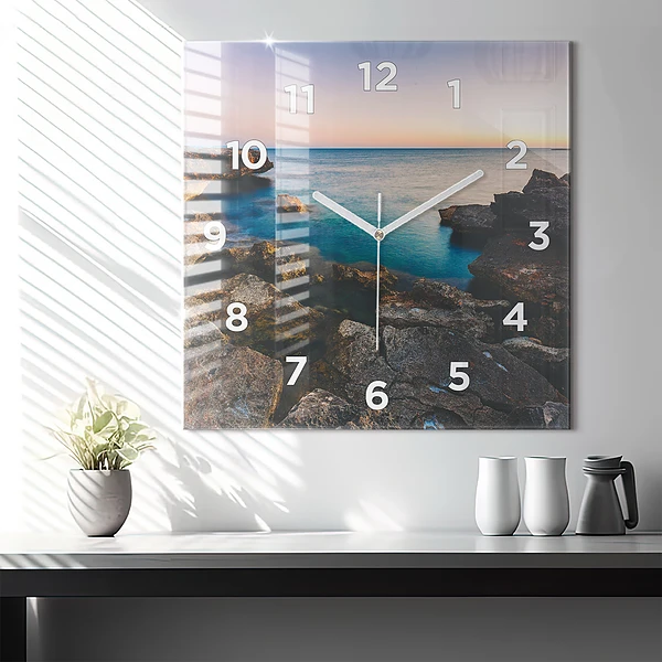 Wanduhr quadratisch Meereslandschaft