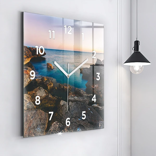 Wanduhr quadratisch Meereslandschaft