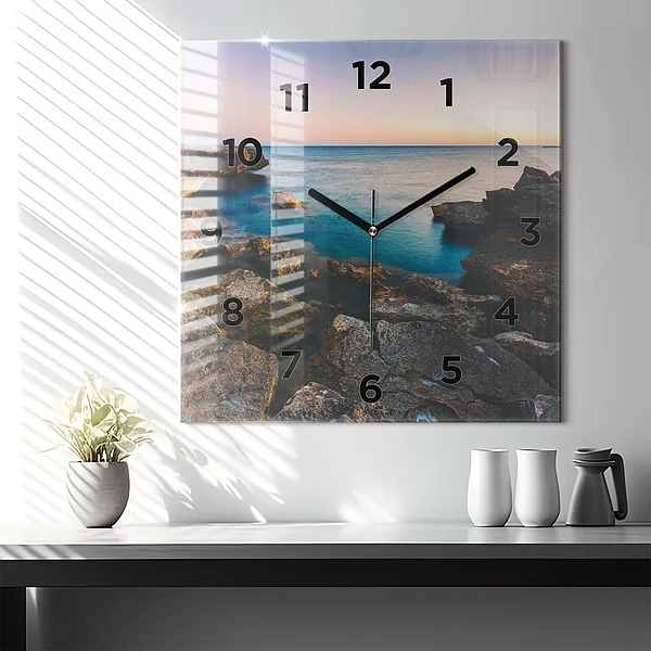 Wanduhr quadratisch Meereslandschaft