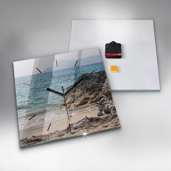 Wanduhr quadratisch mit motiv Blick auf das Mittelmeer