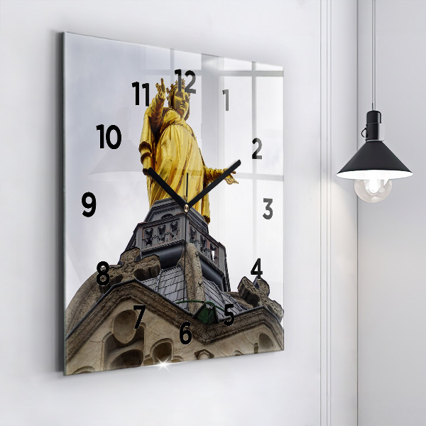 Wanduhr modern quadratisch Marienstatue in Lyon