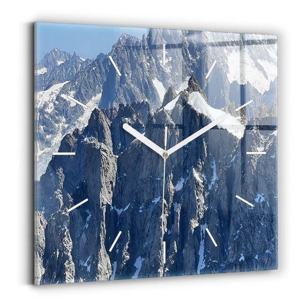 Wanduhr modern quadratisch Die Alpen im Winter