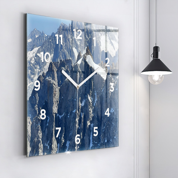 Wanduhr modern quadratisch Die Alpen im Winter