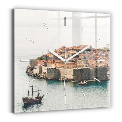 Wanduhr quadratisch mit motiv Segelschiff in Dubrovnik