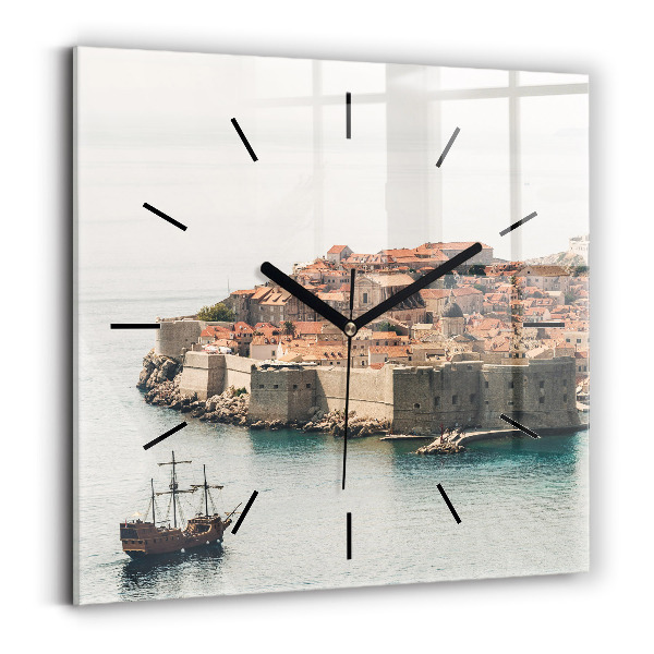 Wanduhr quadratisch mit motiv Segelschiff in Dubrovnik