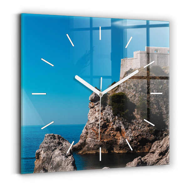 Wanduhr quadratisch mit motiv Klippen von Dubrovnik