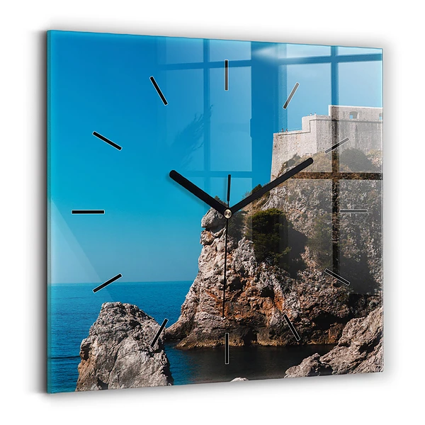 Wanduhr quadratisch mit motiv Klippen von Dubrovnik