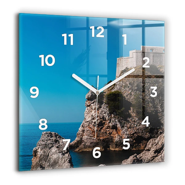 Wanduhr quadratisch mit motiv Klippen von Dubrovnik
