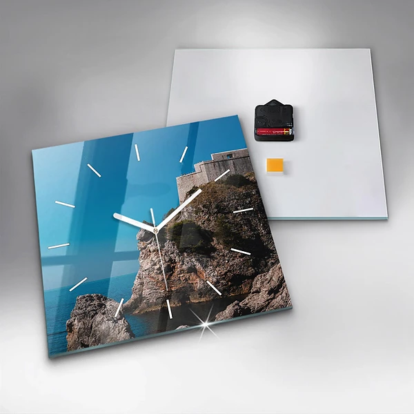 Wanduhr quadratisch mit motiv Klippen von Dubrovnik