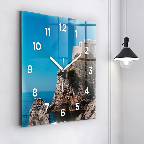 Wanduhr quadratisch mit motiv Klippen von Dubrovnik