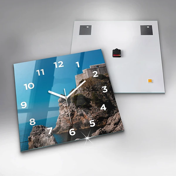 Wanduhr quadratisch mit motiv Klippen von Dubrovnik