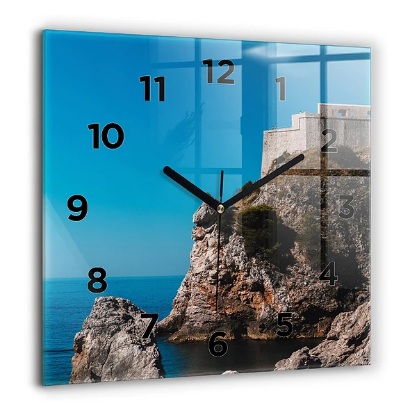 Wanduhr quadratisch mit motiv Klippen von Dubrovnik