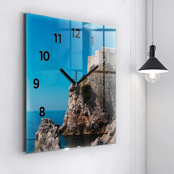 Wanduhr quadratisch mit motiv Klippen von Dubrovnik
