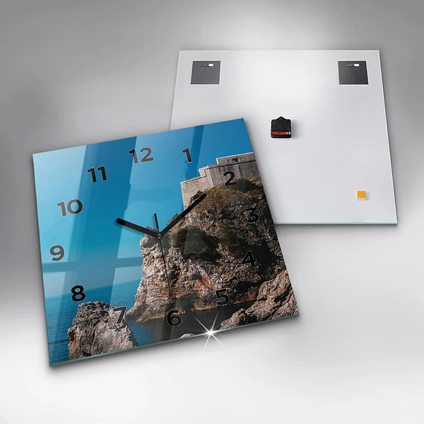 Wanduhr quadratisch mit motiv Klippen von Dubrovnik