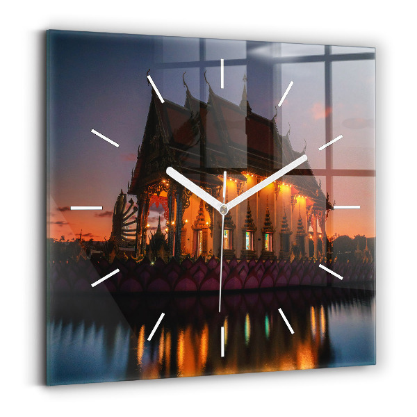 Wanduhr quadratisch mit motiv Tempel in Bangkok