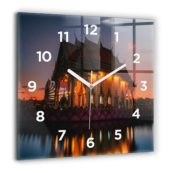 Wanduhr quadratisch mit motiv Tempel in Bangkok