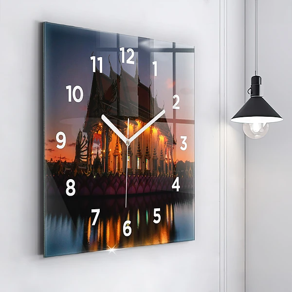 Wanduhr quadratisch mit motiv Tempel in Bangkok