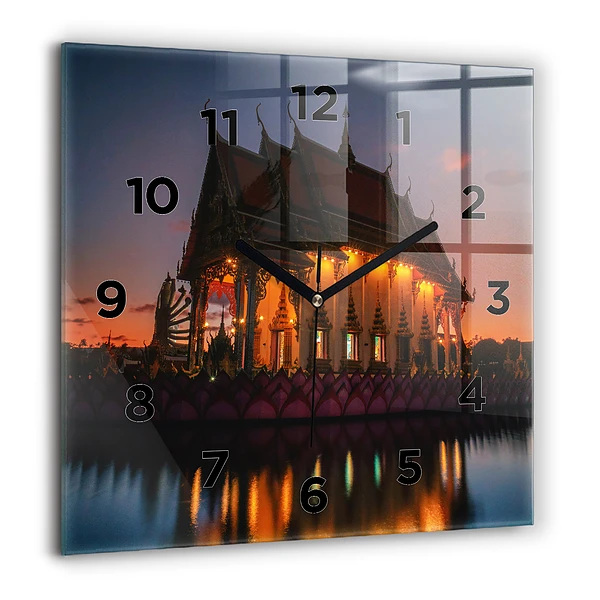 Wanduhr quadratisch mit motiv Tempel in Bangkok