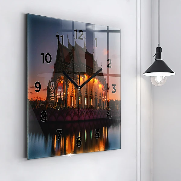 Wanduhr quadratisch mit motiv Tempel in Bangkok