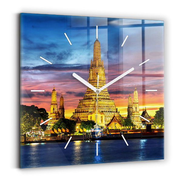 Wanduhr quadratisch Tempel in Bangkok