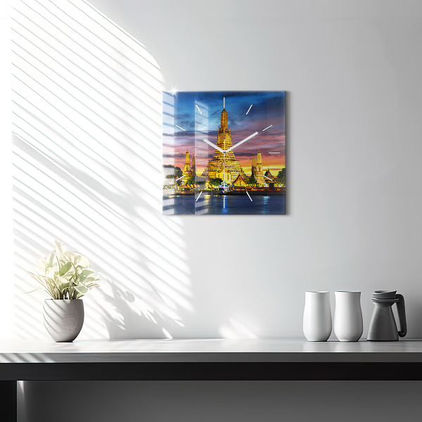 Wanduhr quadratisch Tempel in Bangkok