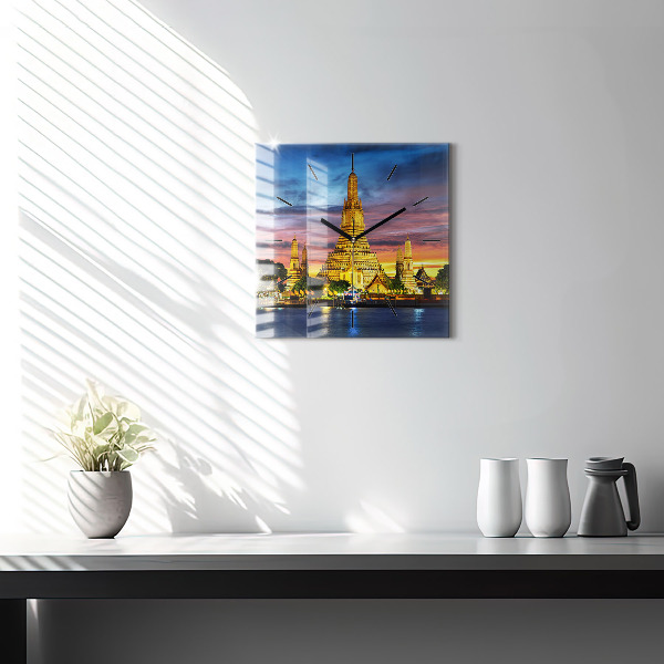 Wanduhr quadratisch Tempel in Bangkok