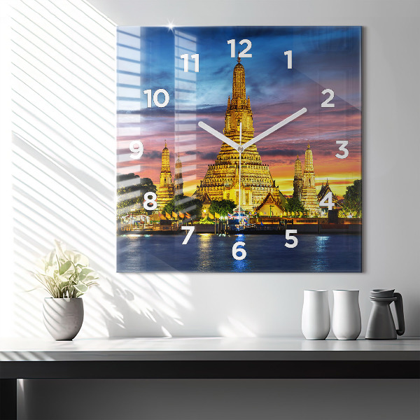 Wanduhr quadratisch Tempel in Bangkok