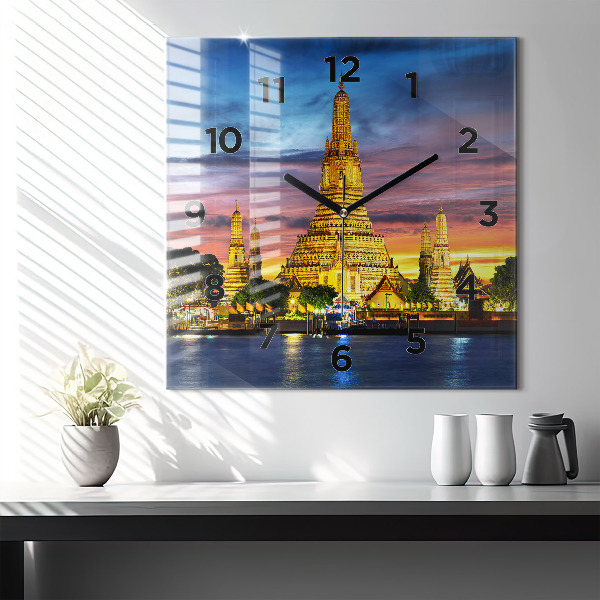 Wanduhr quadratisch Tempel in Bangkok