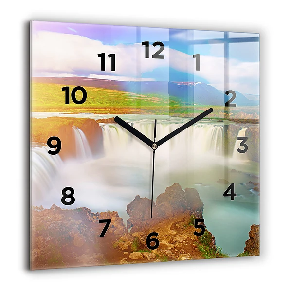 Wanduhr quadratisch Godafoss in Island